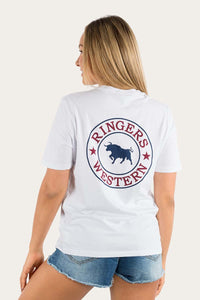 Signature Bull Womens Loose Fit T-Shirt - White/Multi