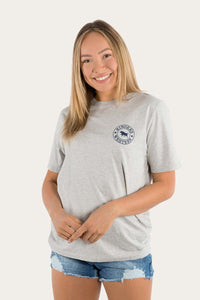 Signature Bull Womens Loose Fit T-Shirt - Grey Marle/Navy