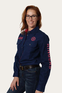 Signature Jillaroo Womens Full Button Work Shirt - Navy/Melon