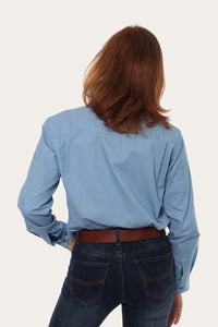 Pentecost River Womens Half Button Work Shirt - Denim Blue