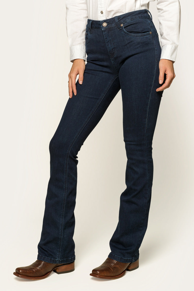 Katherine Womens Mid Rise Bootleg Jean - Indigo Blue