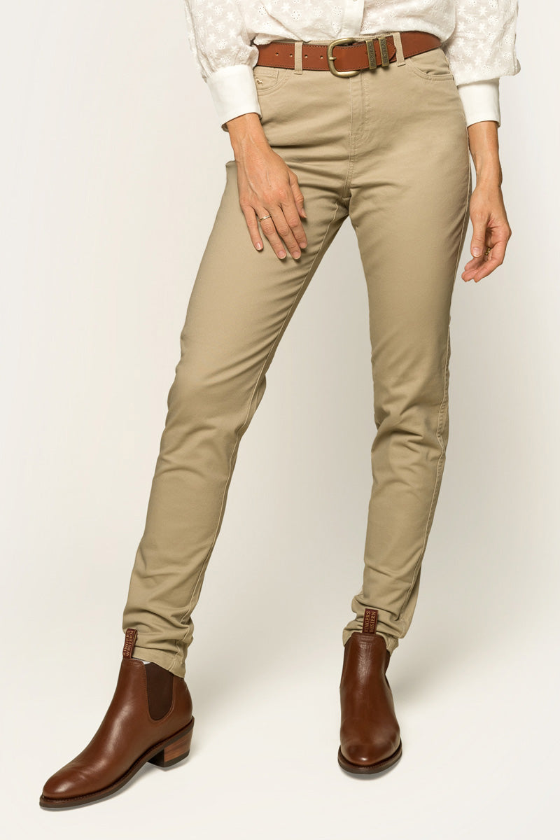 MacKenzie Womens 5 Pocket Stretch Drill Jeans - Khaki