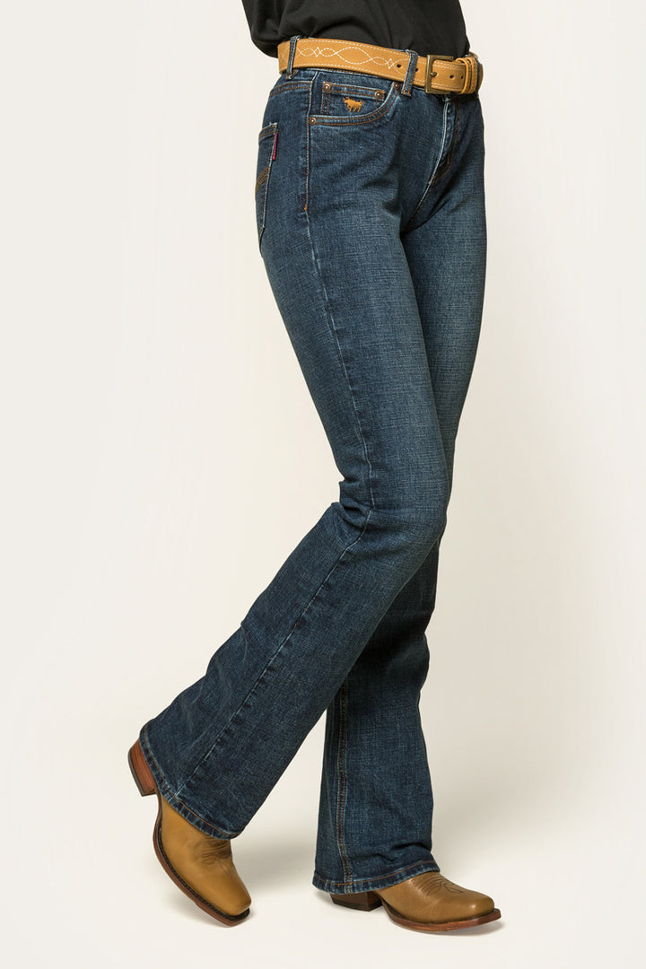 Megan Womens Low Rise Bootleg Jean - Classic Blue