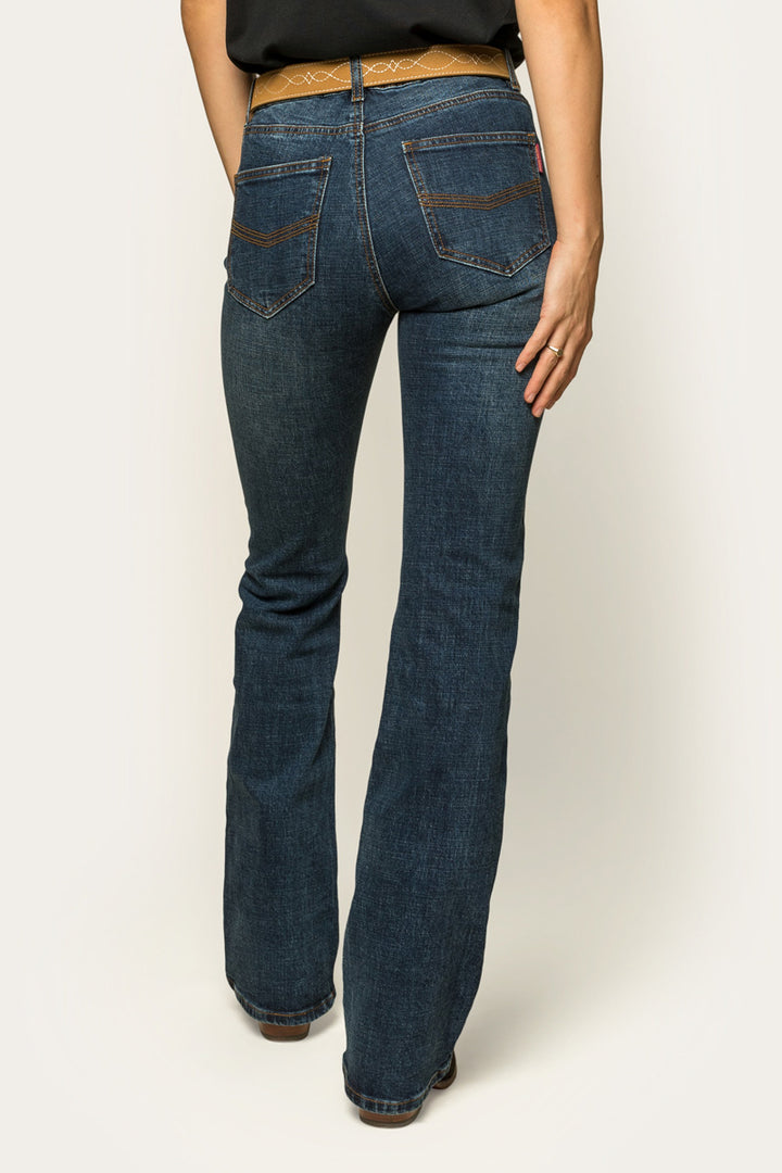 Megan Womens Low Rise Bootleg Jean - Classic Blue