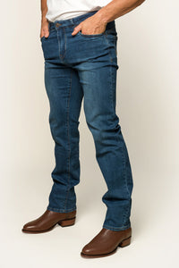 Mitchell Mens Straight Leg Jeans - Mid Blue