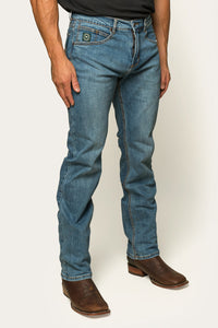 Muster Mens Slim Straight Fit Jean - Mid Wash Blue