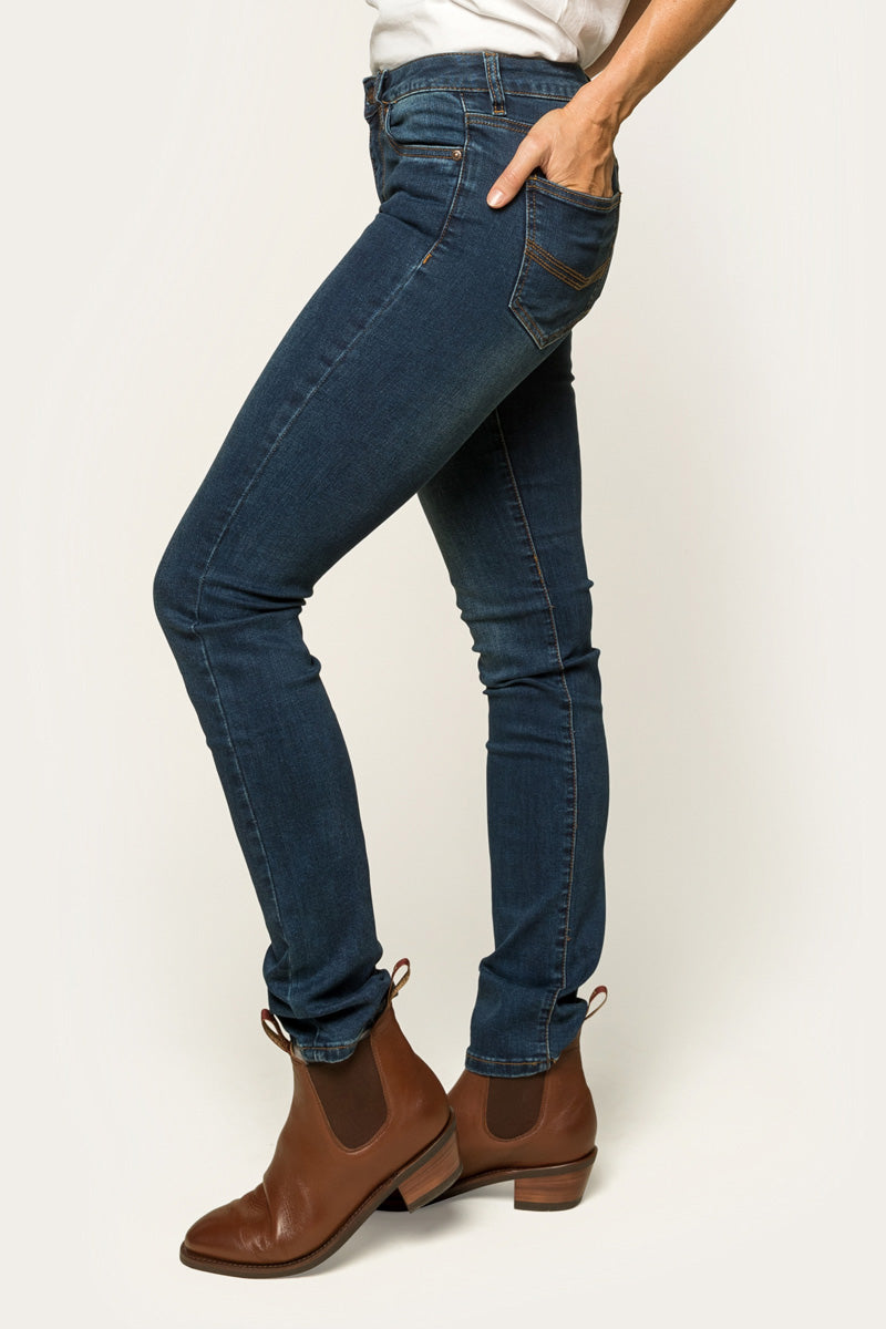 Victoria Womens Mid Rise Straight Leg Jean - Classic Blue