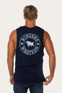 Signature Bull Mens Muscle Tank - Midnight with Faded Denim Print