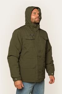 Woodside Mens Hooded Jacket - Military Green